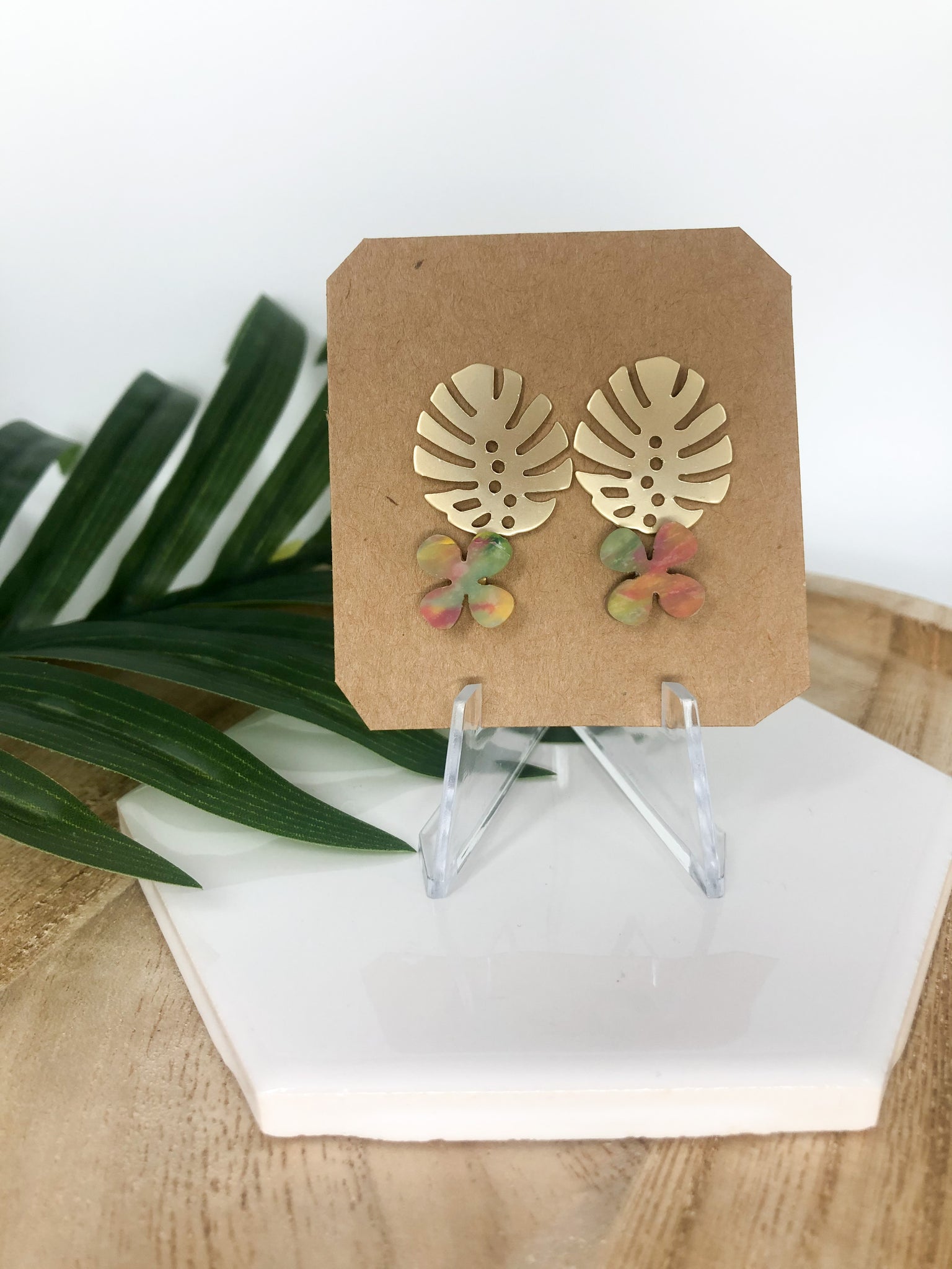 Spring Leaf & Flower Stud